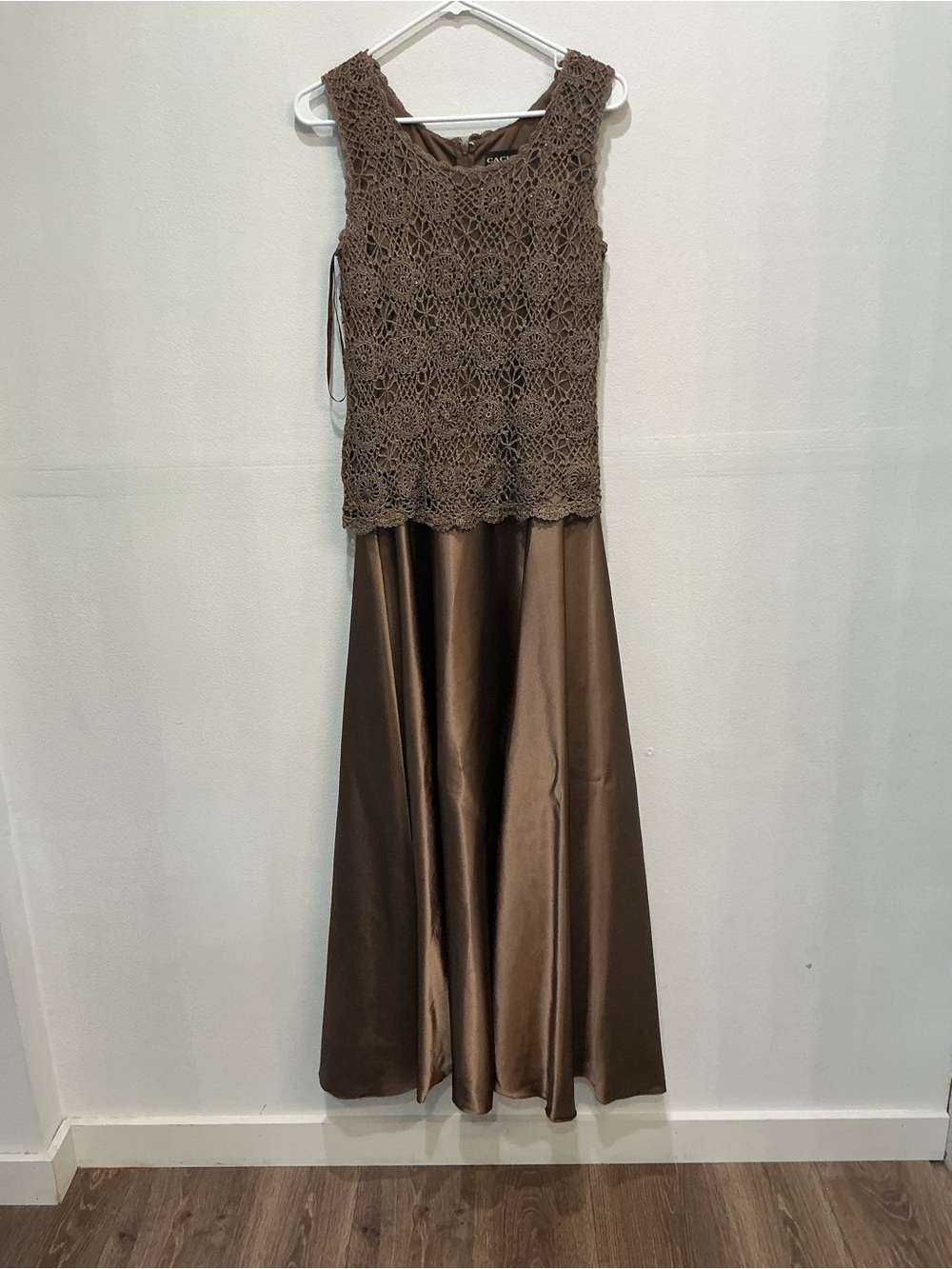 Cachet Brown Crochet Bodice Dress